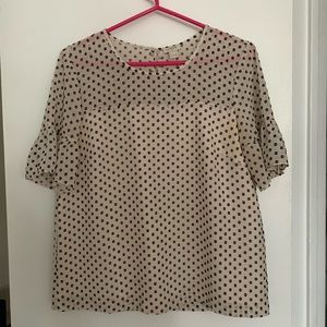 Cream blouse with black polka dots